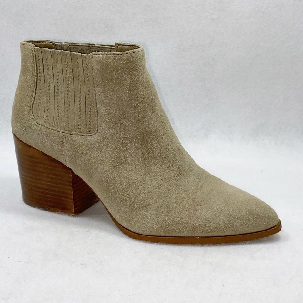 1.State Suede Leather Block Heel Pointed Toe Ankle Booties 10M